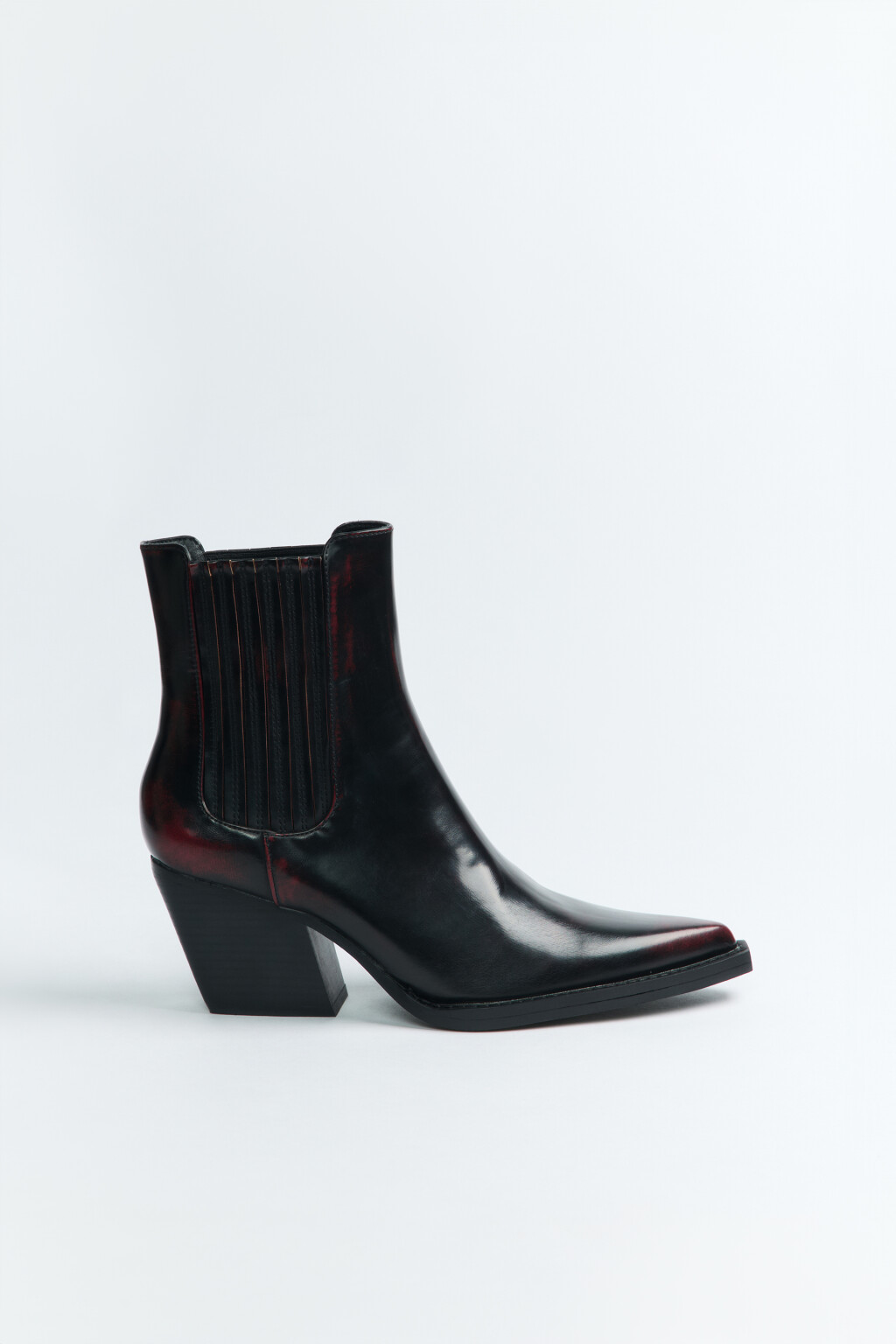 Ботинки-казаки со скошенным каблуком - цвет бордовый - 1