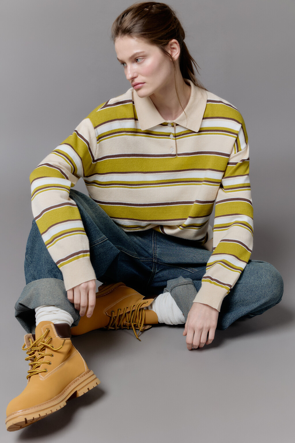 Ботинки-тимберленды унисекс кожаные - цвет бежевый - 2