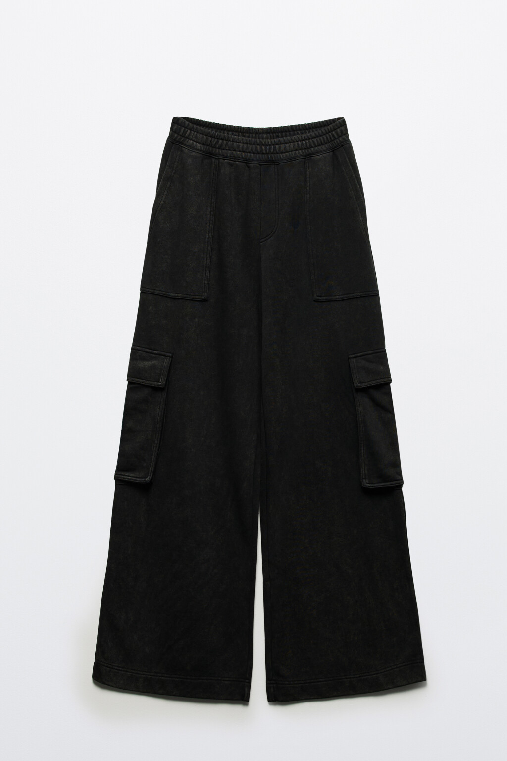 Брюки широкие трикотажные с накладными карманами - цвет серый - 7