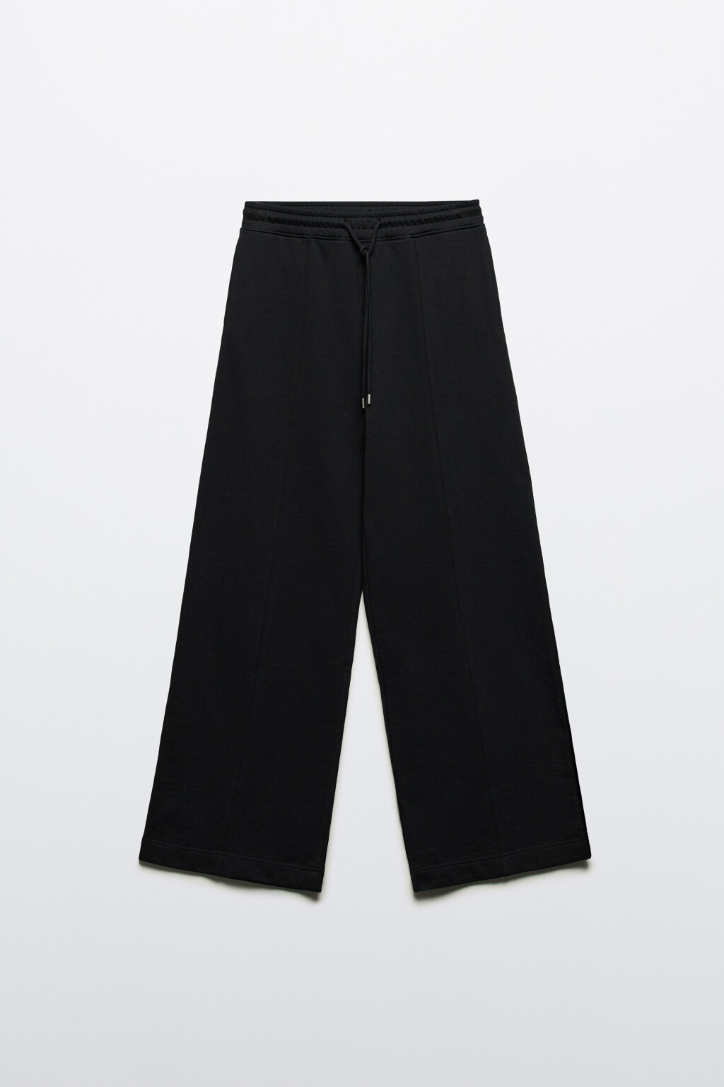 Брюки широкие трикотажные из футера - цвет черный - 8