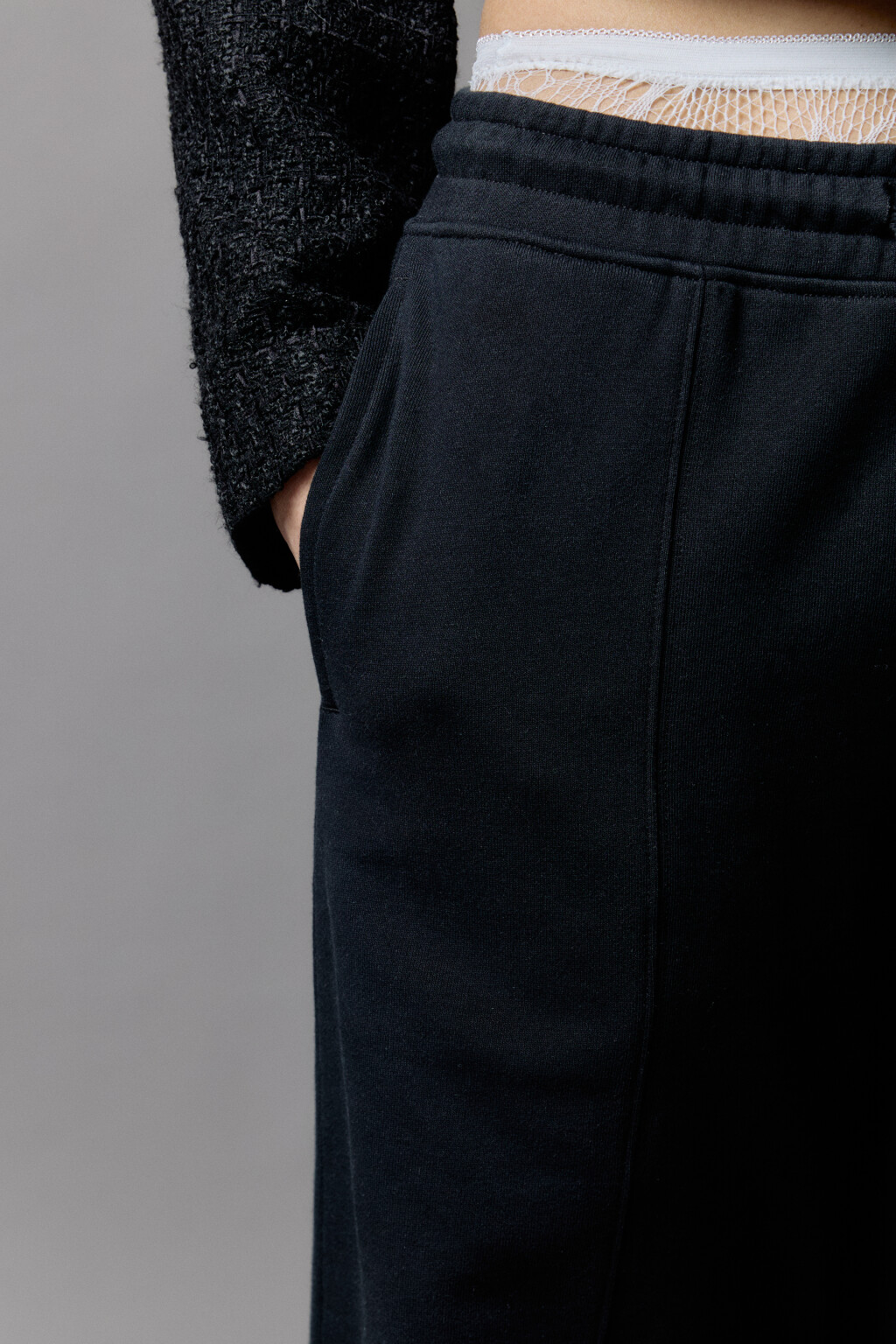 Брюки широкие трикотажные из футера - цвет черный - 7