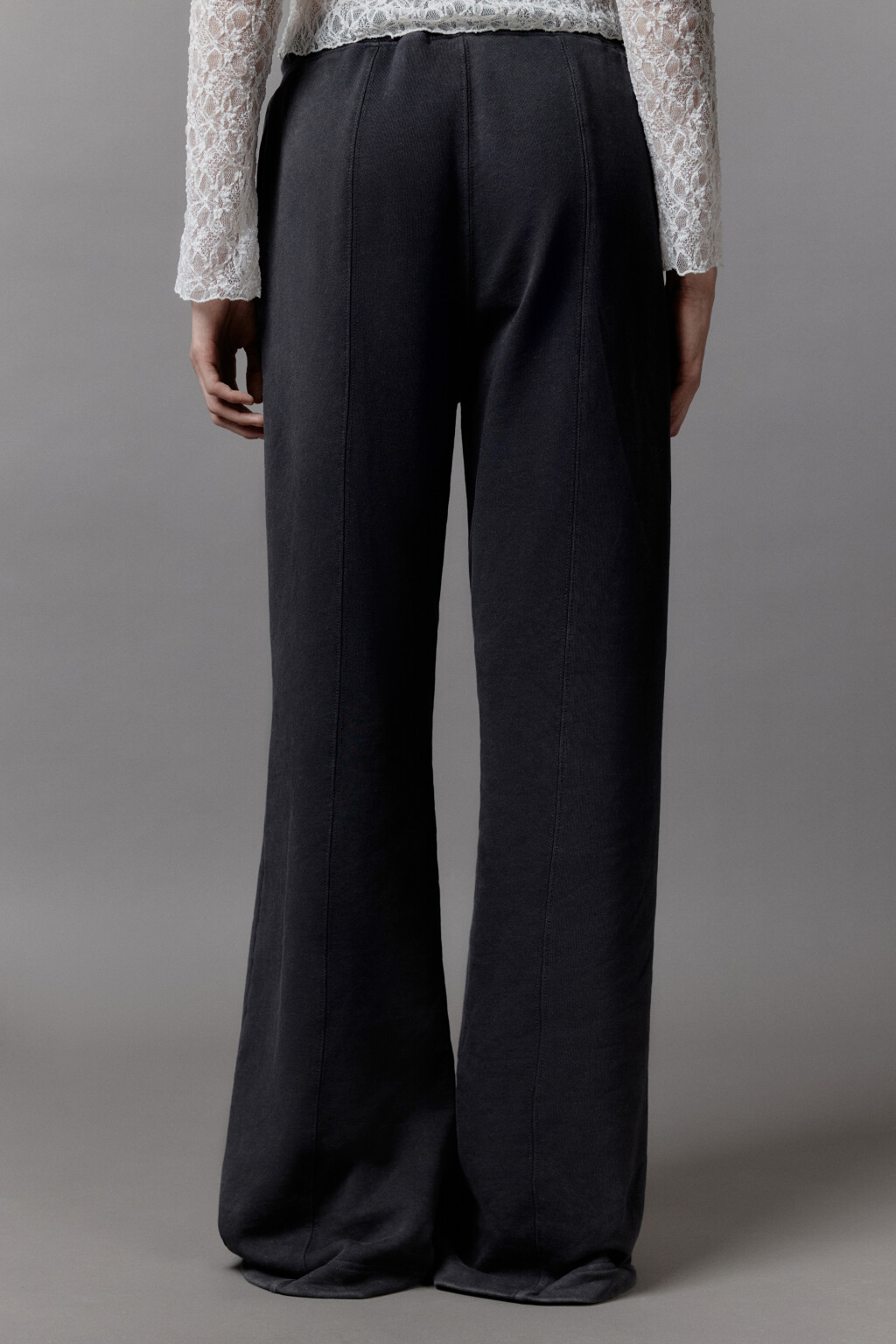 Брюки широкие трикотажные из футера - цвет серый - 3