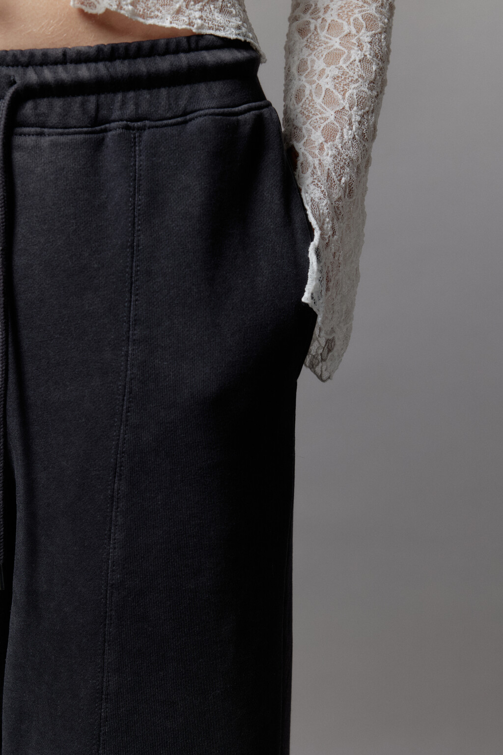 Брюки широкие трикотажные из футера - цвет серый - 6