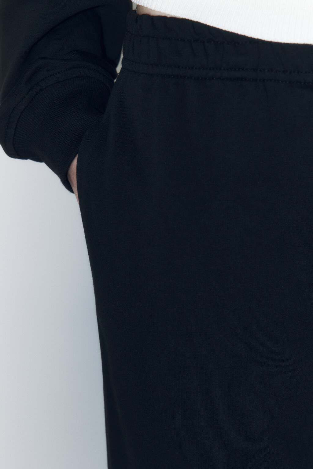 Брюки-джоггеры базовые из хлопкового футера - цвет черный - 6
