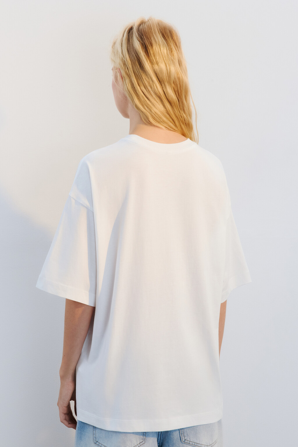 Футболка прямая хлопковая с принтом - цвет белый - 3