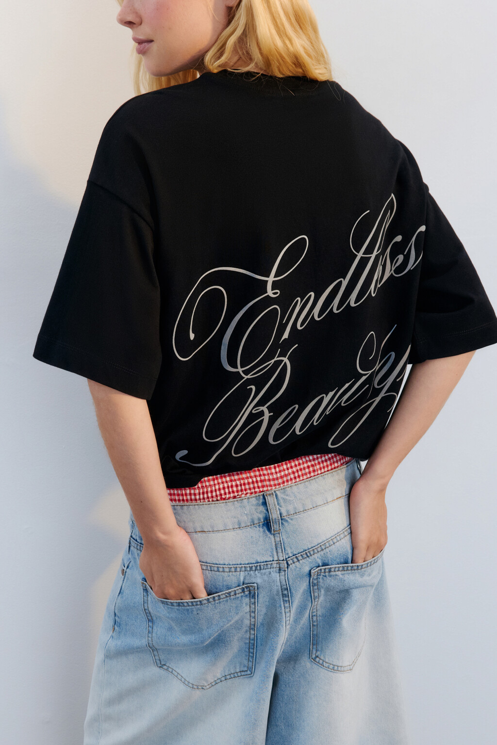 Футболка прямая хлопковая с принтом - цвет черный - 1