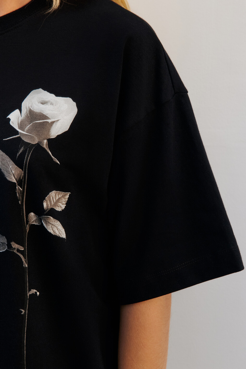 Футболка прямая хлопковая с принтом - цвет черный - 6