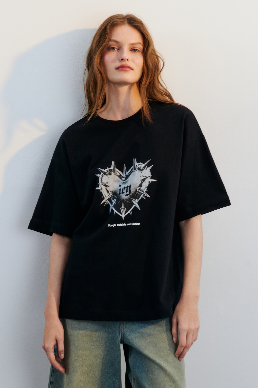 Футболка прямая хлопковая с принтом - цвет черный - 3