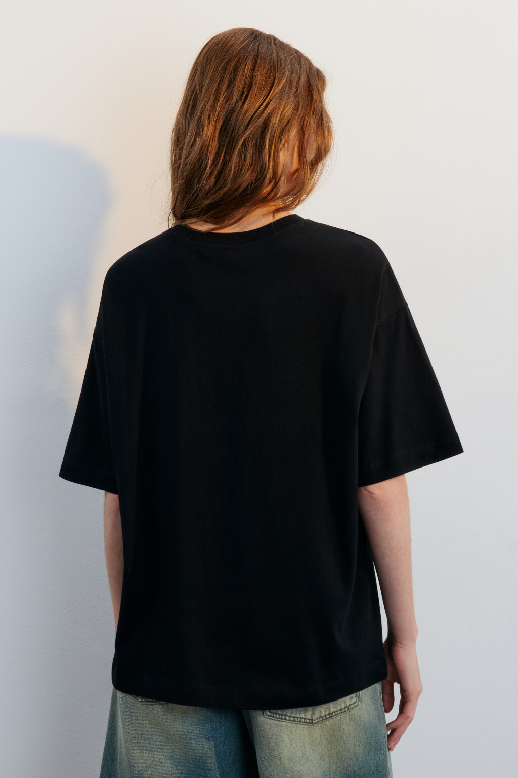 Футболка прямая хлопковая с принтом - цвет черный - 4