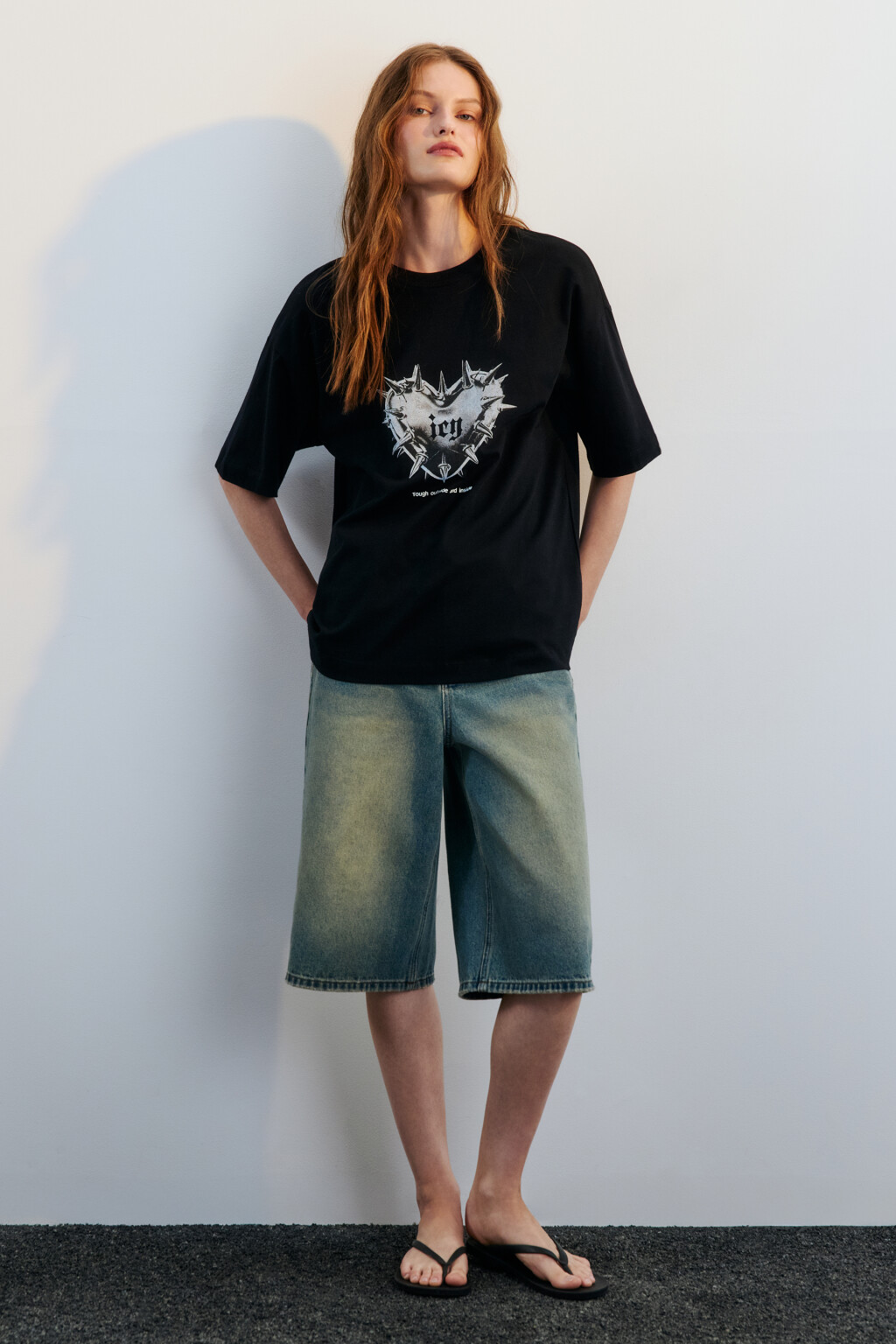 Футболка прямая хлопковая с принтом - цвет черный - 5