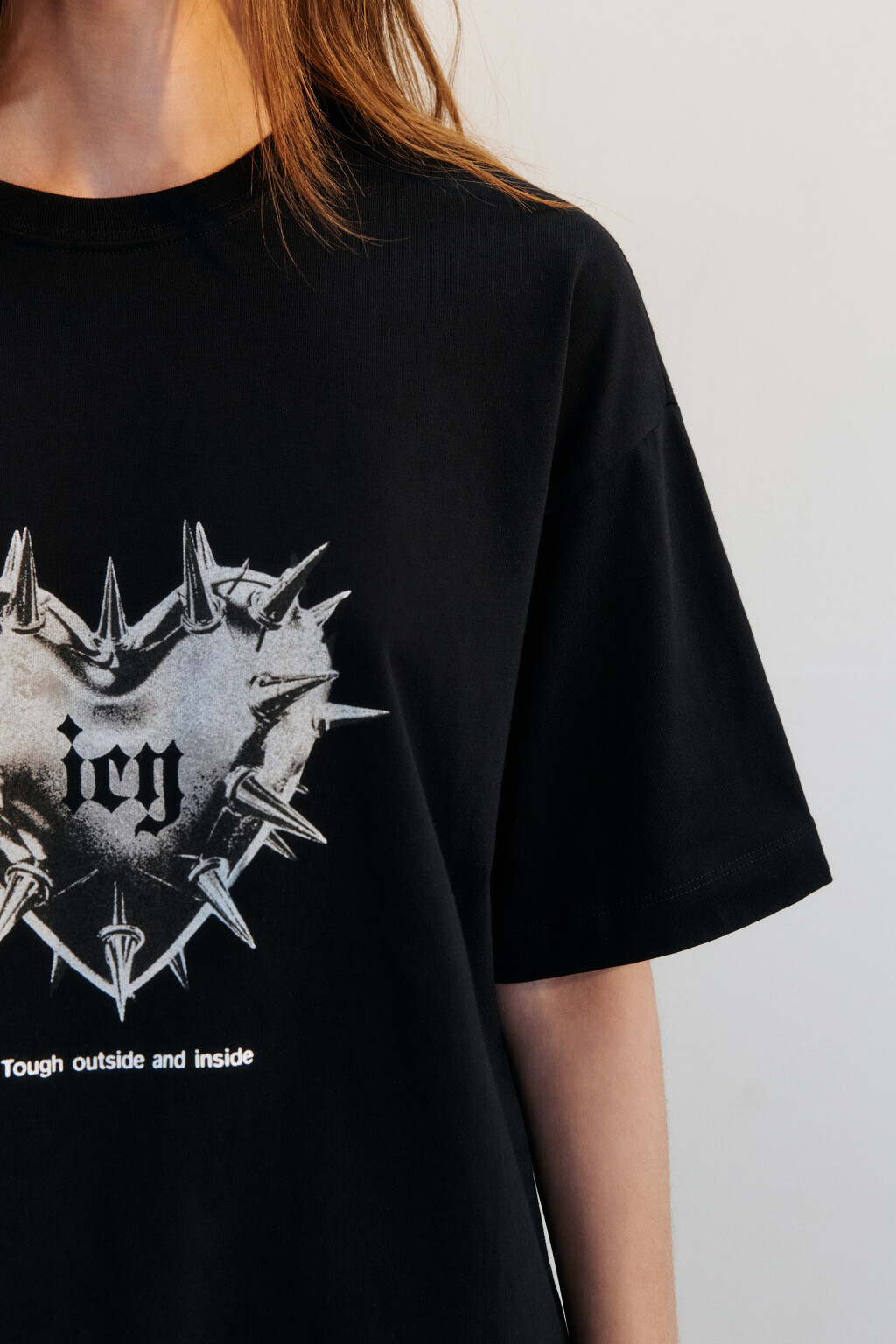 Футболка прямая хлопковая с принтом - цвет черный - 7