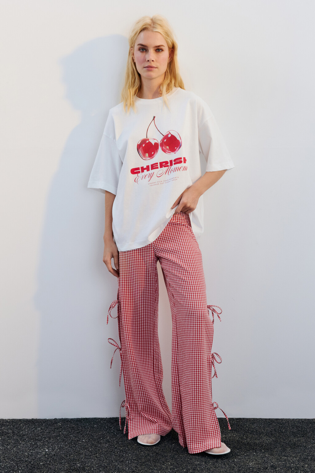 Футболка прямая хлопковая с принтом - цвет белый - 4