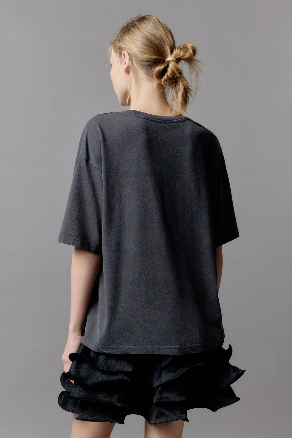 Футболка oversize хлопковая с принтом - цвет серый - 4