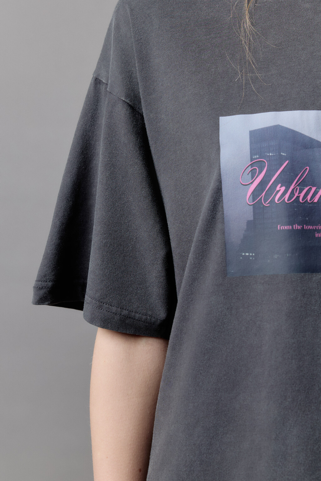 Футболка oversize хлопковая с принтом - цвет серый - 6