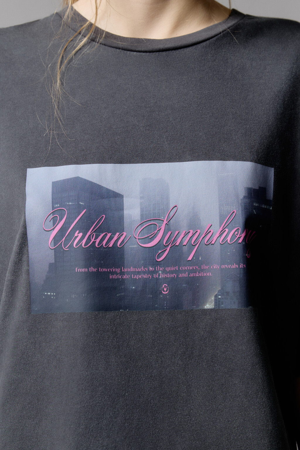 Футболка oversize хлопковая с принтом - цвет серый - 7