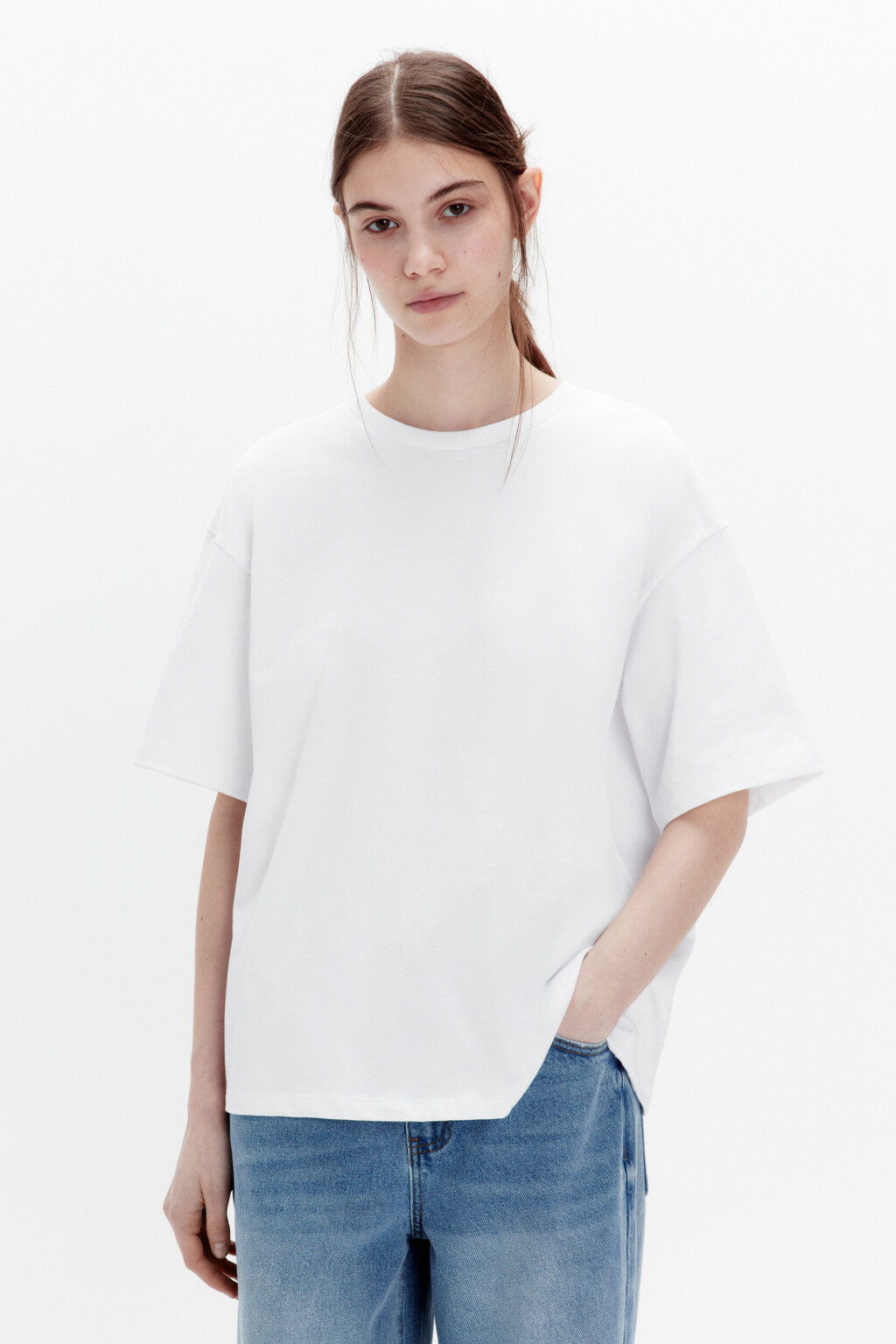 Футболка oversize из плотного хлопка - цвет белый - 2