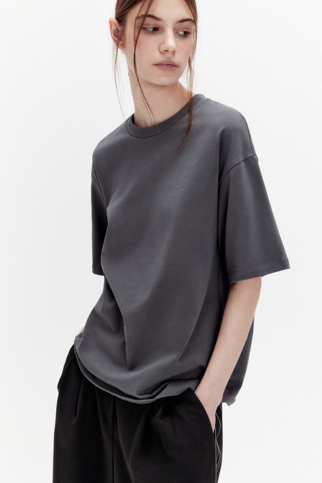 Футболка oversize из плотного хлопка - цвет серый - 1