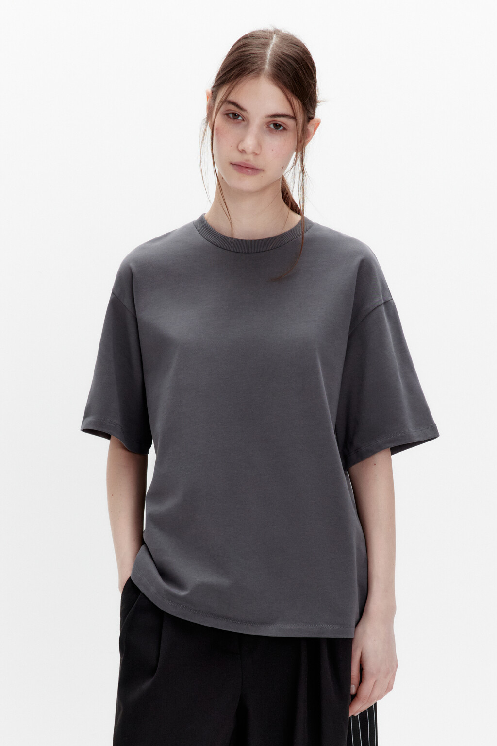 Футболка oversize из плотного хлопка - цвет серый - 2