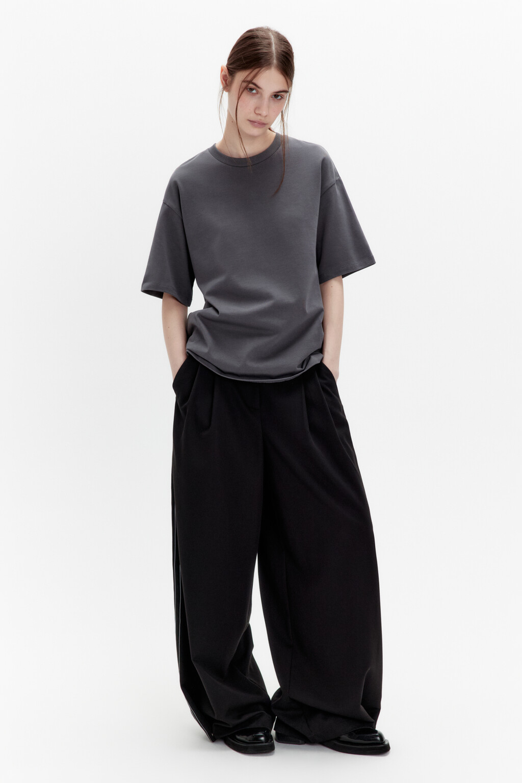 Футболка oversize из плотного хлопка - цвет серый - 4