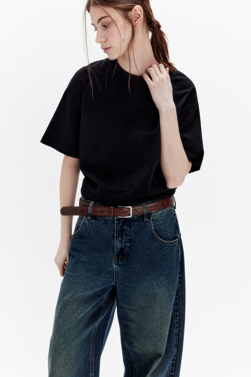 Футболка oversize из плотного хлопка - цвет черный - 2