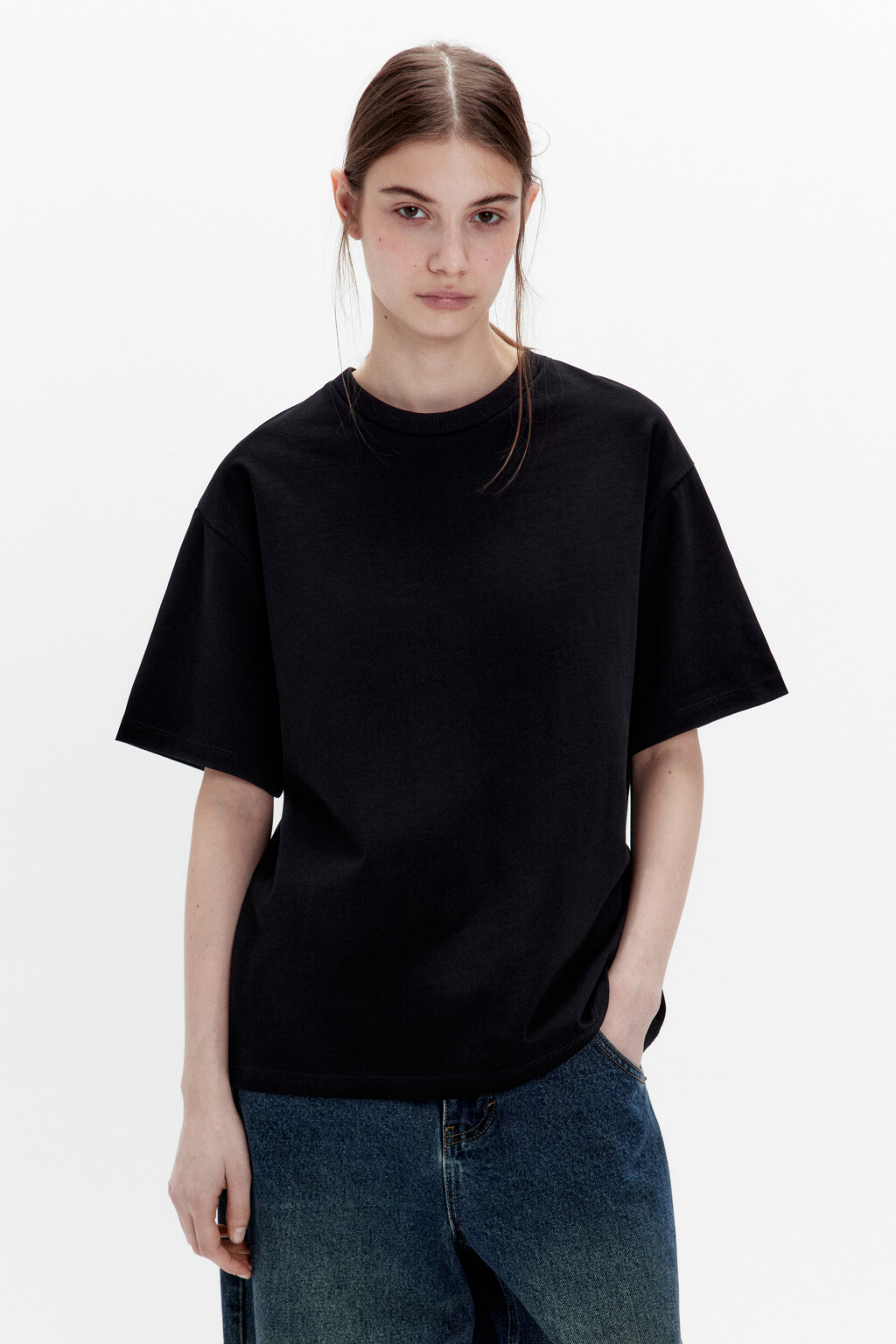 Футболка oversize из плотного хлопка - цвет черный - 3