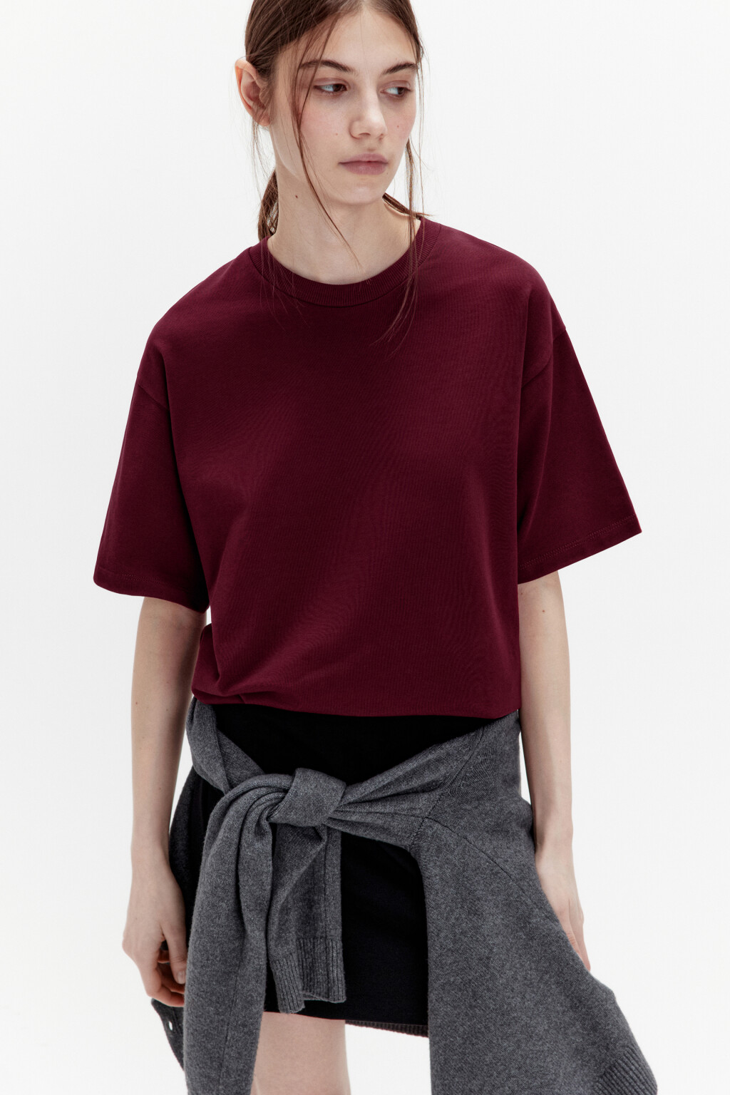 Футболка oversize из плотного хлопка - цвет бордовый - 1