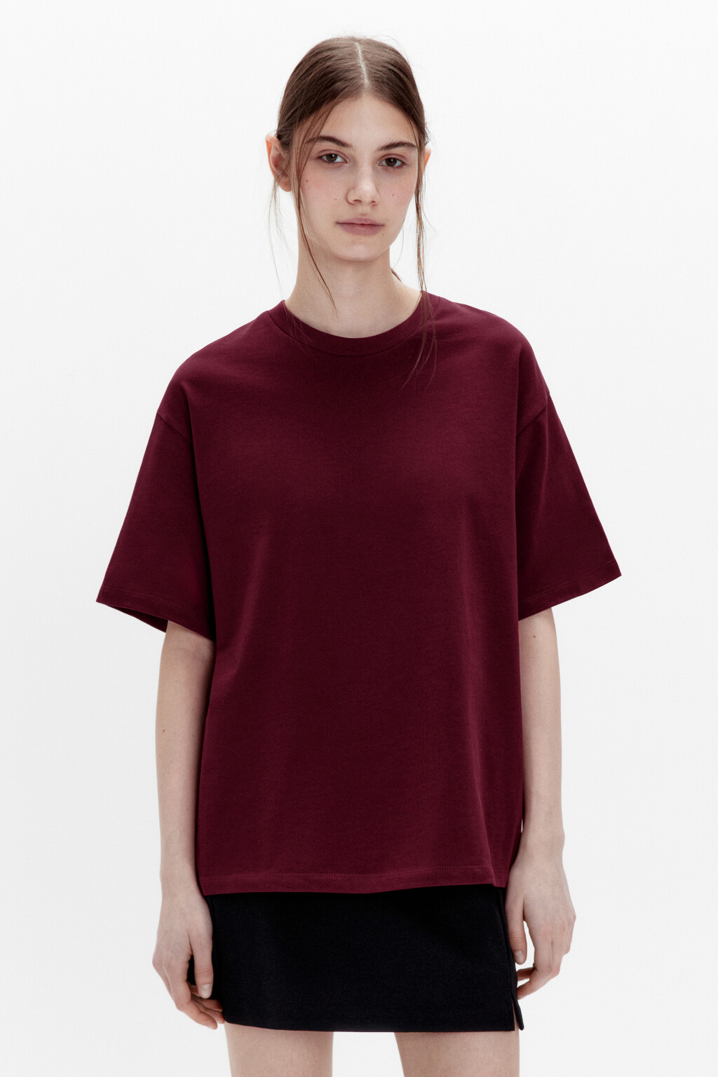 Футболка oversize из плотного хлопка - цвет бордовый - 2