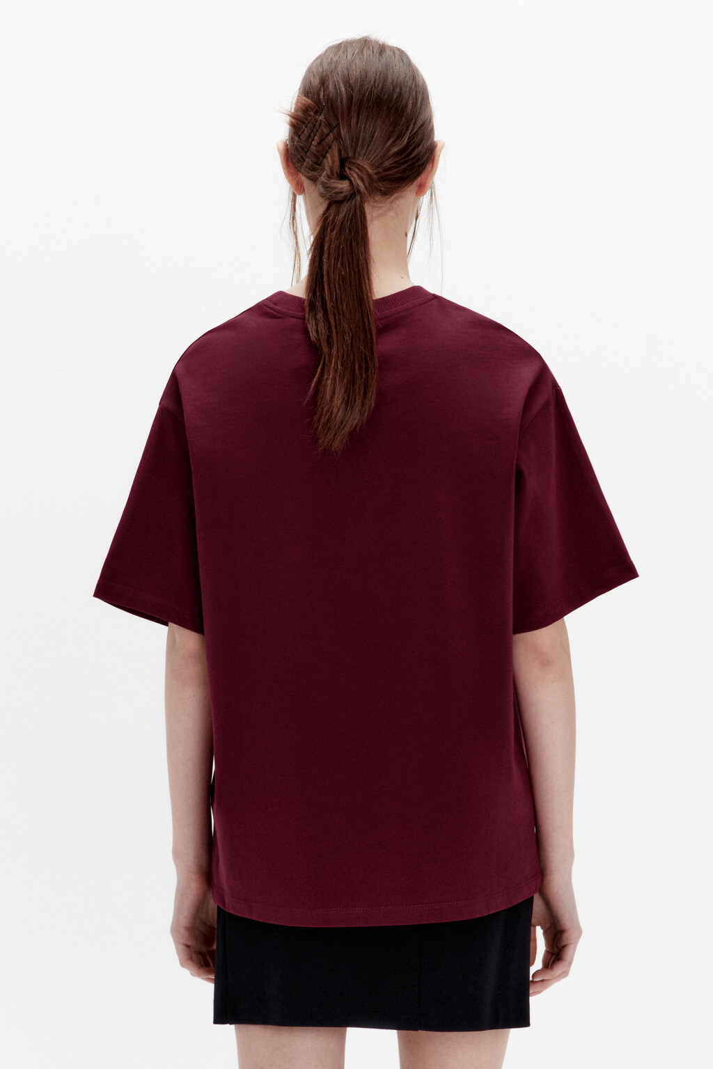 Футболка oversize из плотного хлопка - цвет бордовый - 3