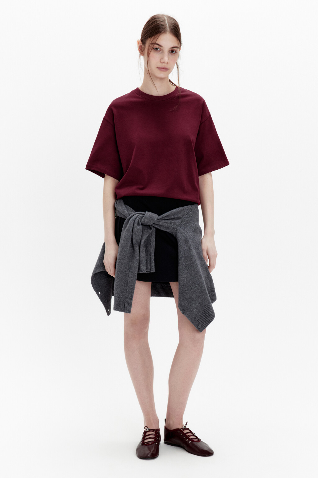 Футболка oversize из плотного хлопка - цвет бордовый - 4