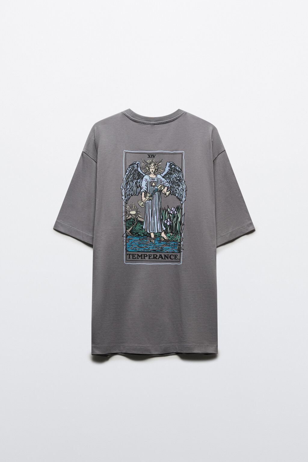 Футболка хлопковая с принтом в стиле таро - цвет серый - 8