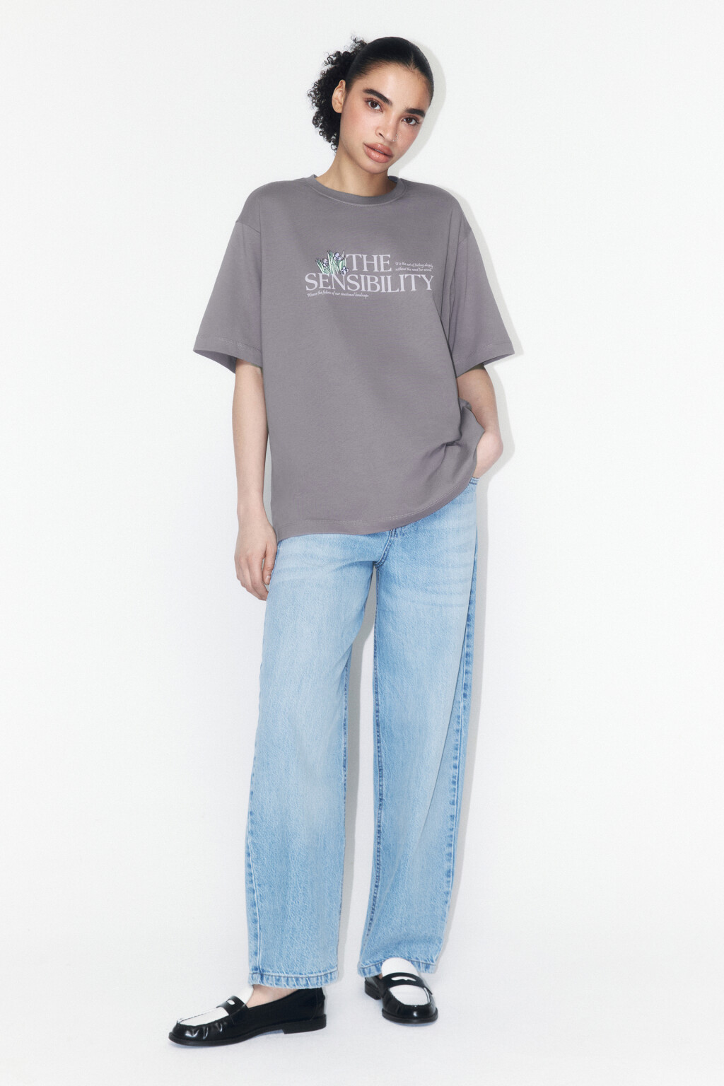 Футболка хлопковая с принтом в стиле таро - цвет серый - 4