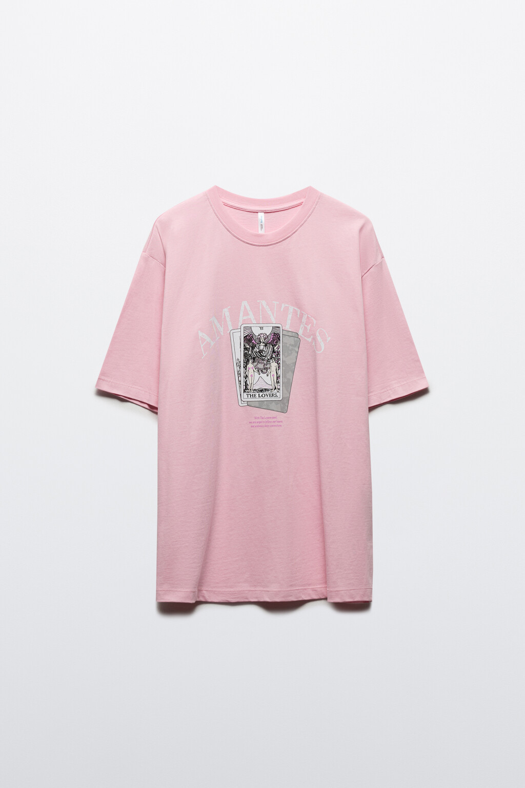 Футболка хлопковая с принтом в стиле таро - цвет розовый - 7