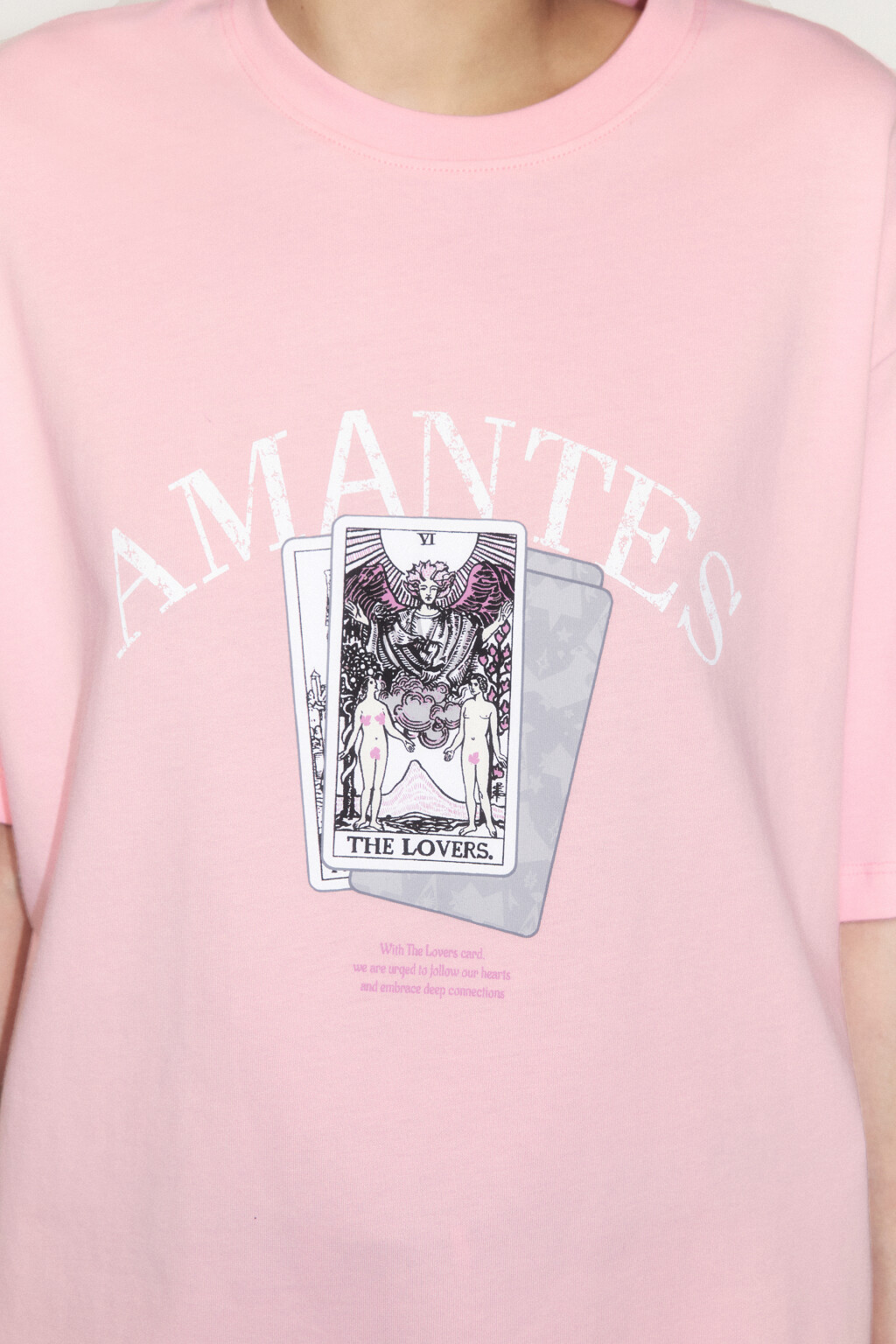 Футболка хлопковая с принтом в стиле таро - цвет розовый - 6