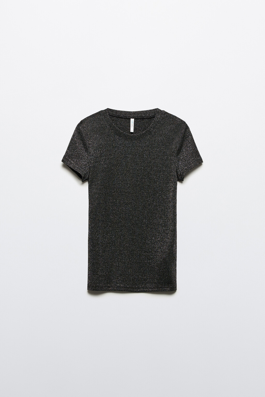 Футболка облегающая блестящая с люрексом - цвет черный - 8