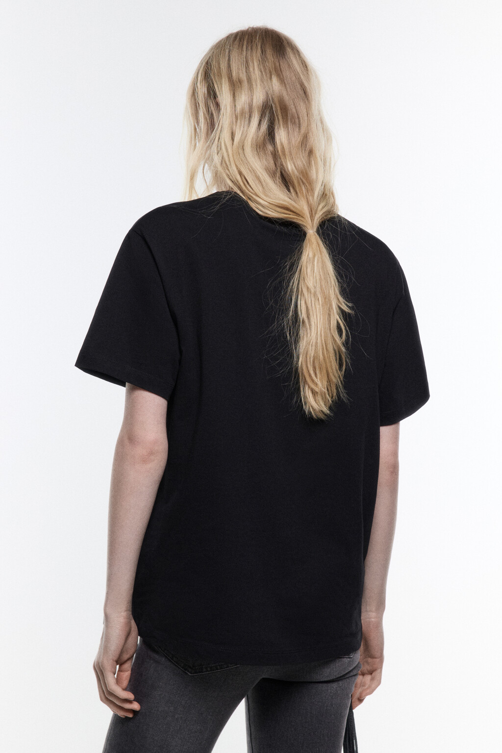 Футболка с вареным эффектом и принтом - цвет черный - 4