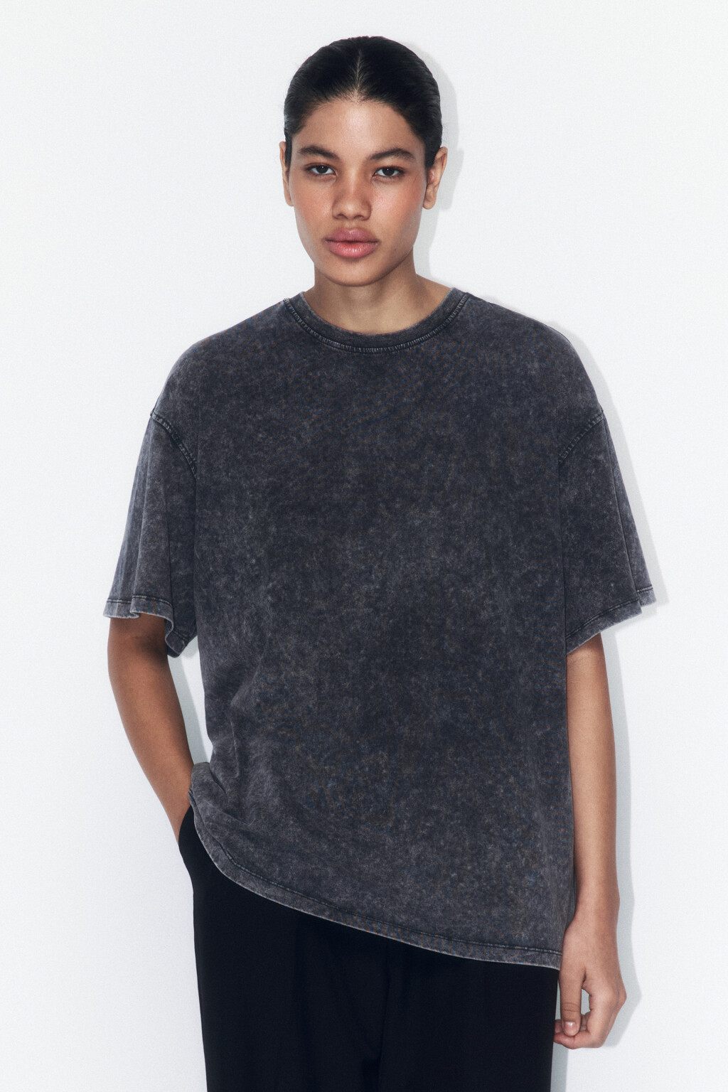 Футболка хлопковая с вареным эффектом - цвет серый - 2