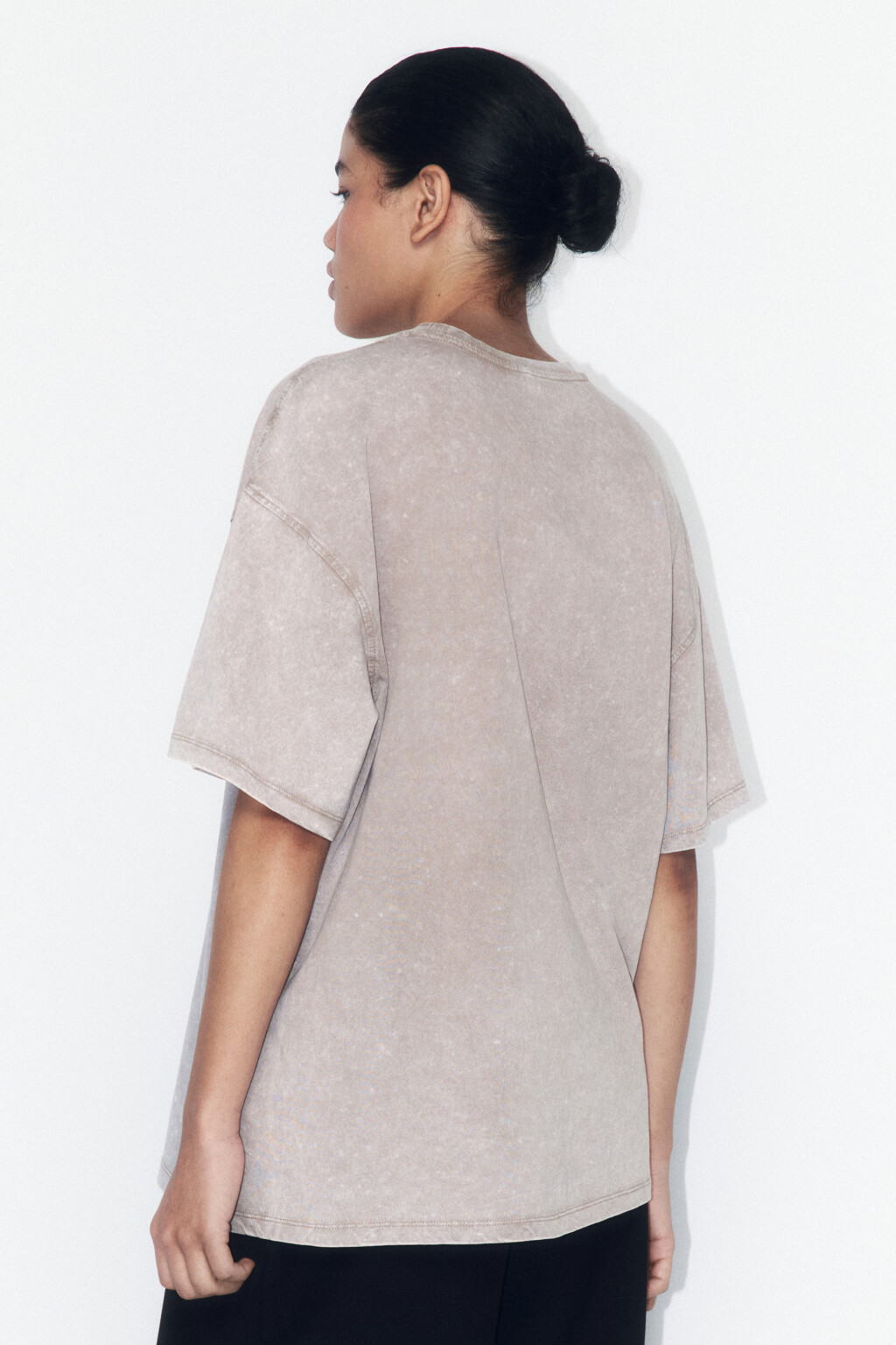 Футболка хлопковая с вареным эффектом - цвет бежевый - 3