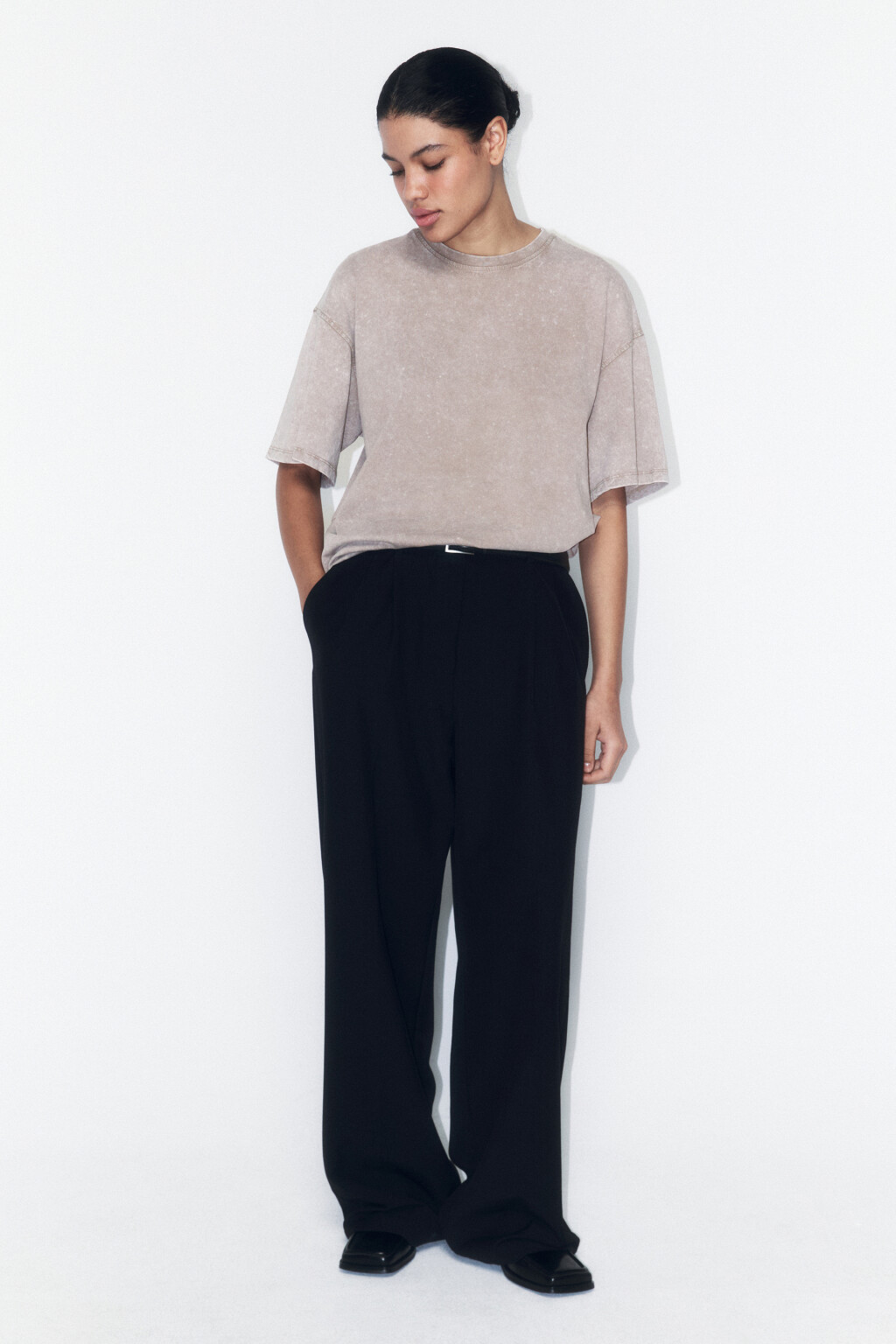 Футболка хлопковая с вареным эффектом - цвет бежевый - 4