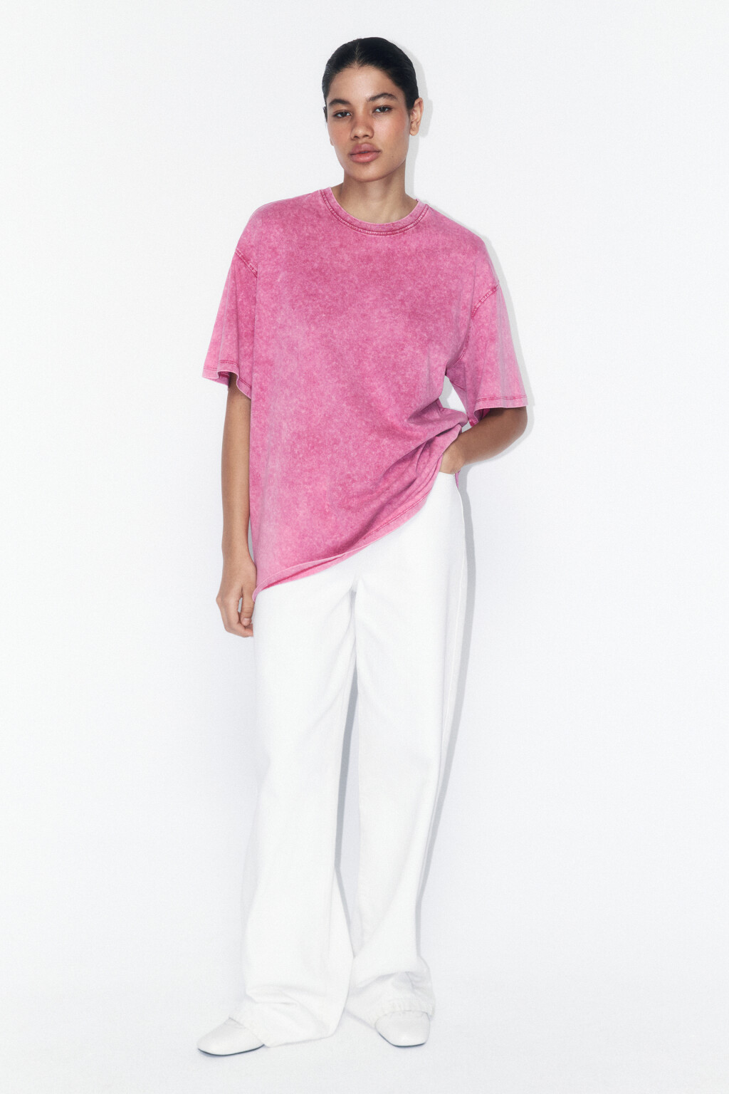 Футболка хлопковая с вареным эффектом - цвет розовый - 5