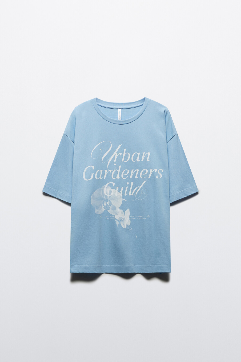 Футболка прямая хлопковая с принтом-надписью - цвет голубой - 9