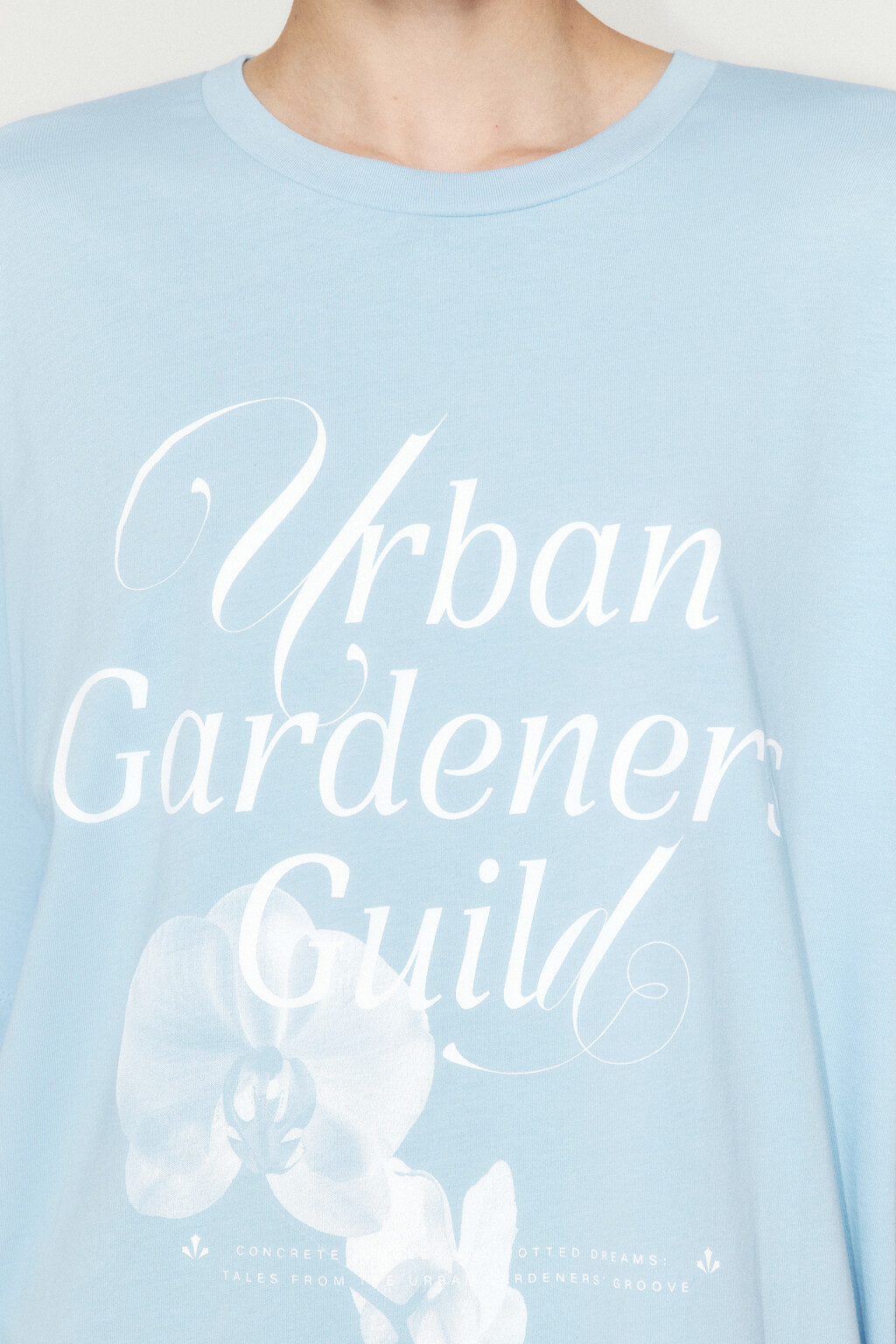 Футболка прямая хлопковая с принтом-надписью - цвет голубой - 7