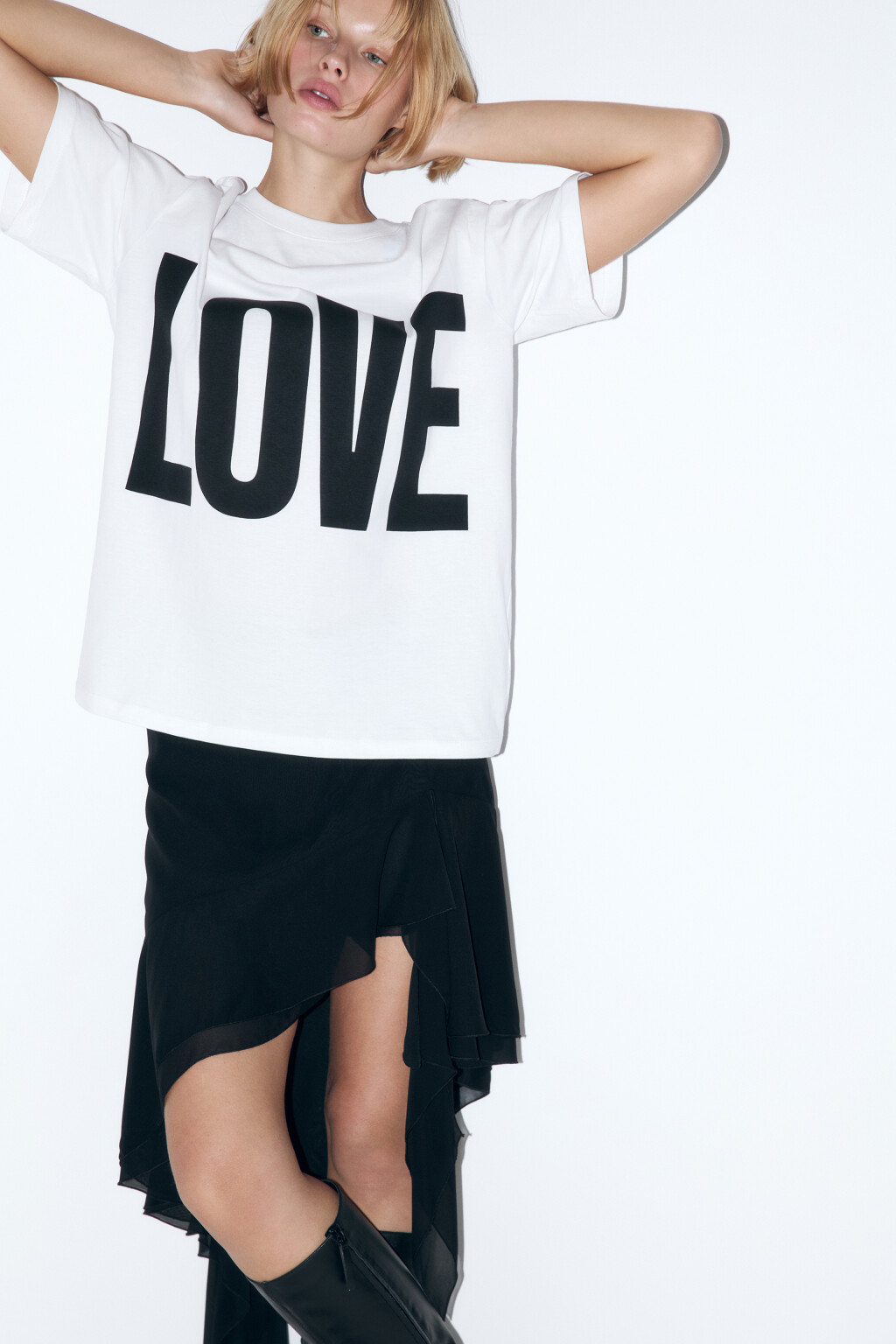 Футболка хлопковая с рисунком и надписью - цвет белый - 1