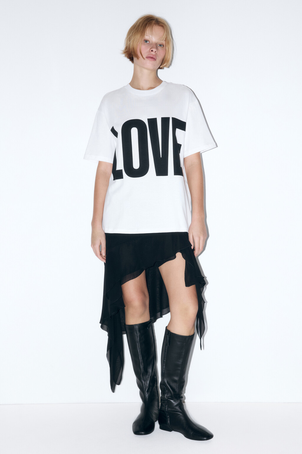 Футболка хлопковая с рисунком и надписью - цвет белый - 4