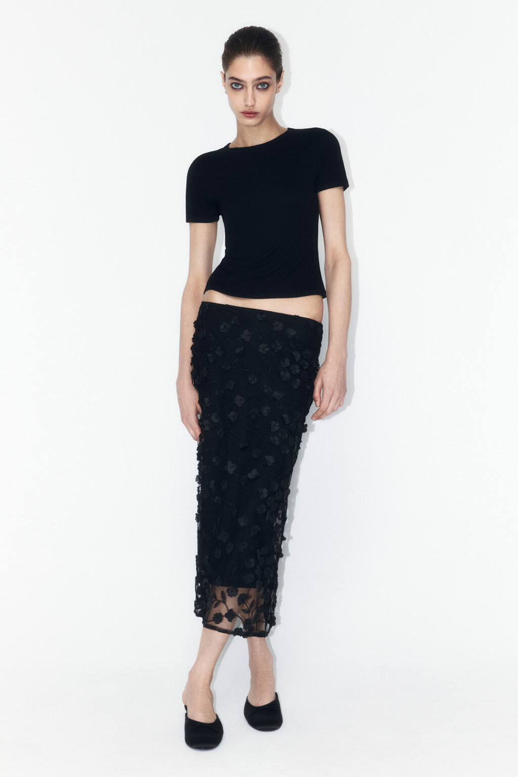 Футболка трикотажная из вискозы - цвет черный - 5