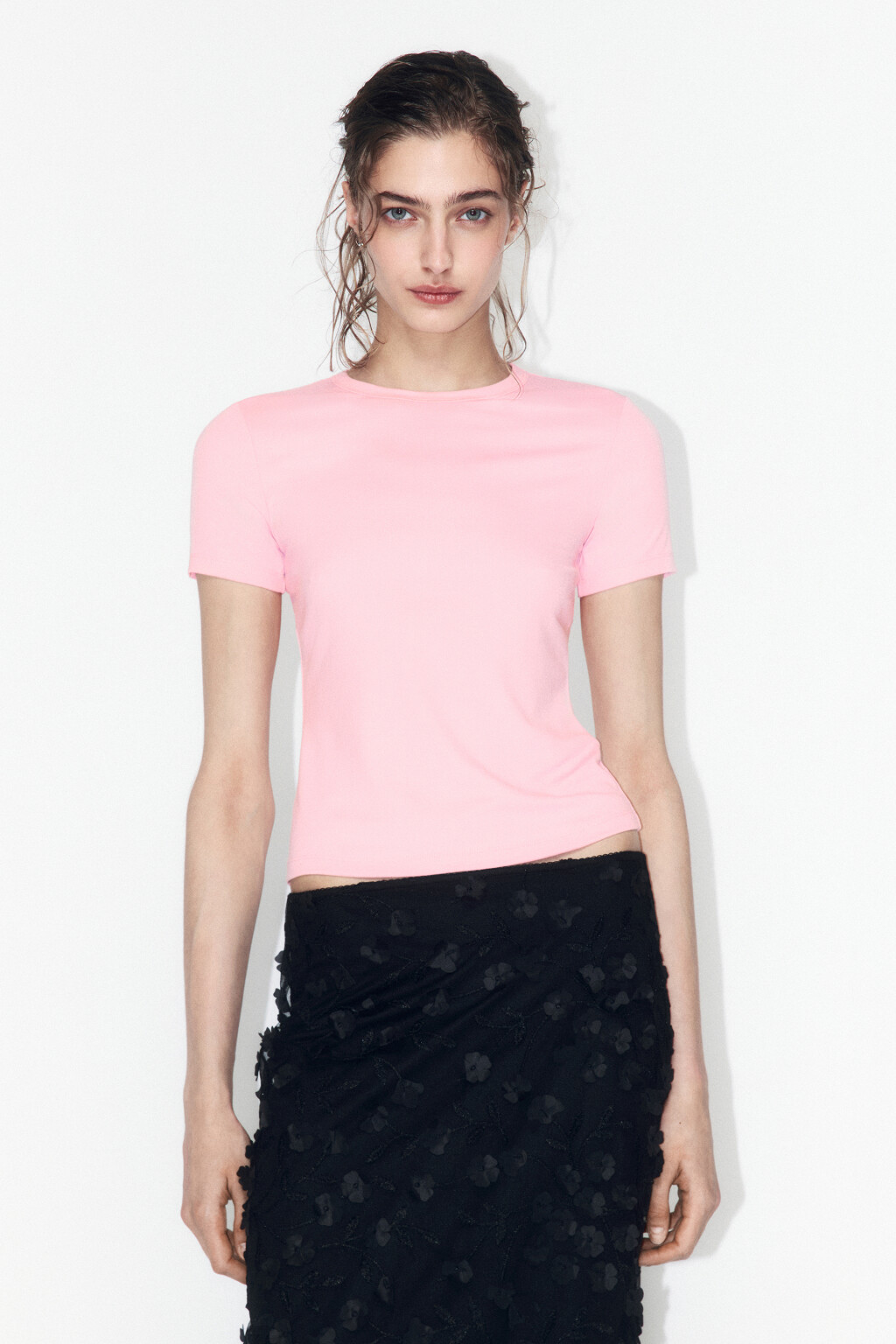 Футболка трикотажная из вискозы - цвет розовый - 2