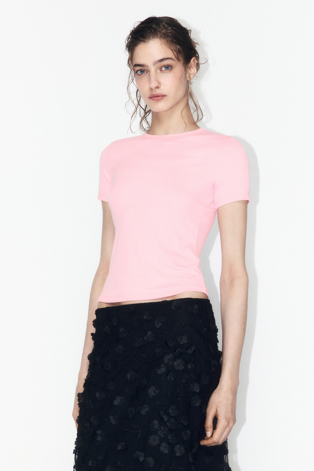 Футболка трикотажная из вискозы - цвет розовый - 3