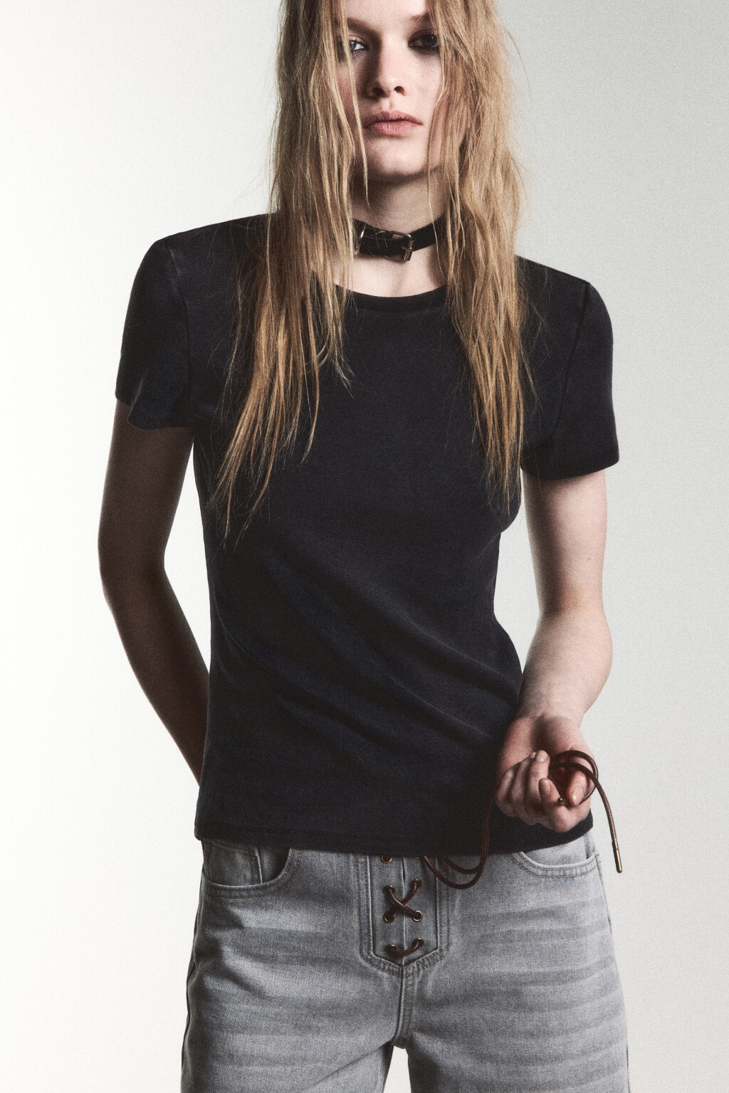 Футболка облегающая с вареным эффектом - цвет серый - 1