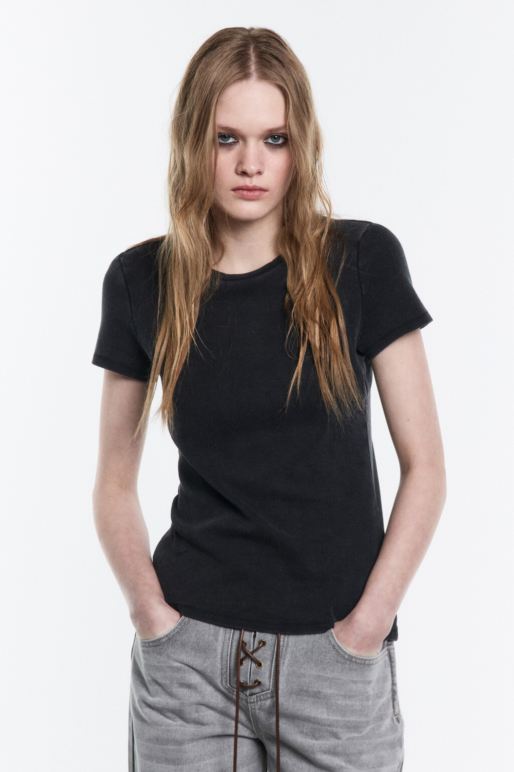 Футболка облегающая с вареным эффектом - цвет серый - 2