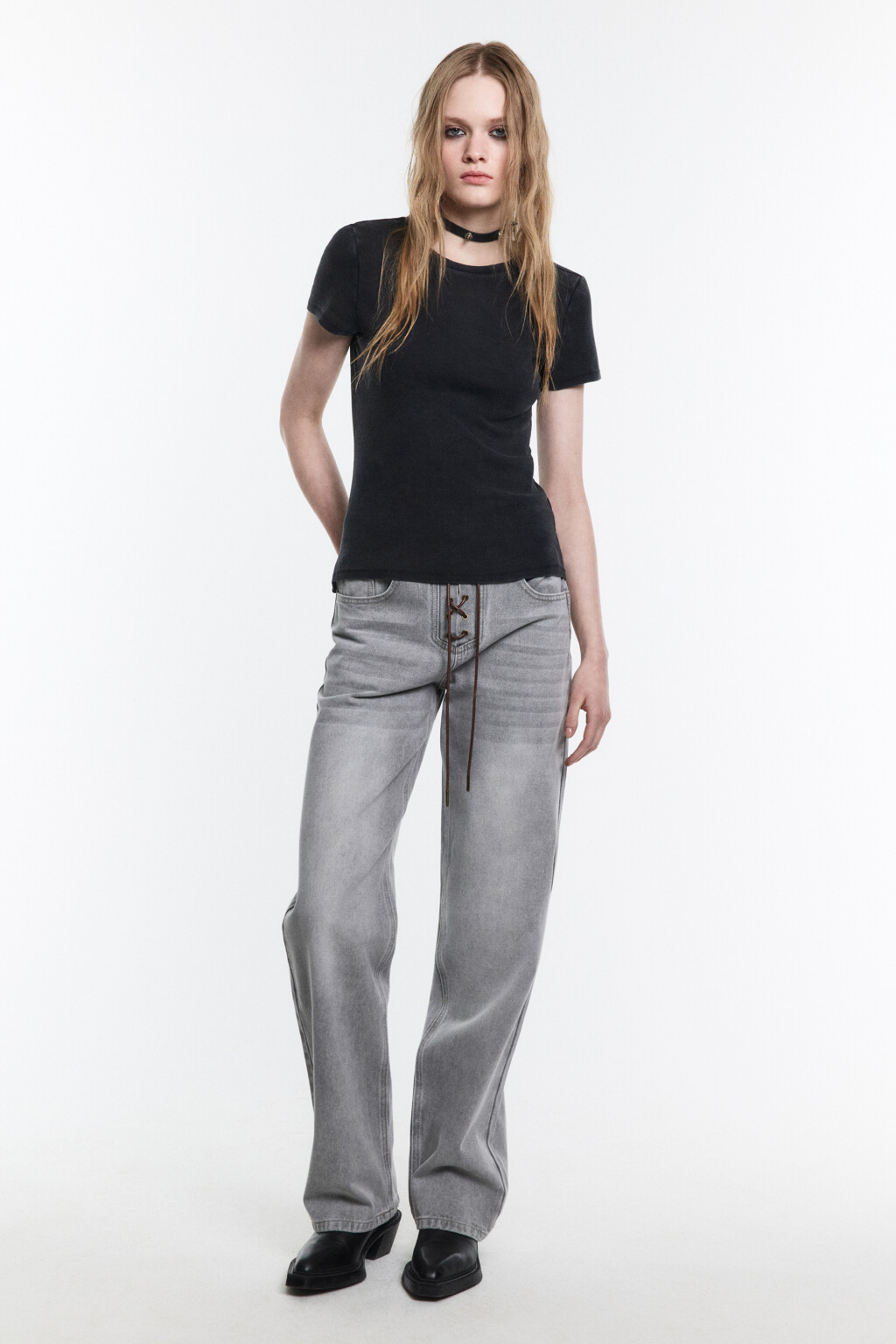 Футболка облегающая с вареным эффектом - цвет серый - 4