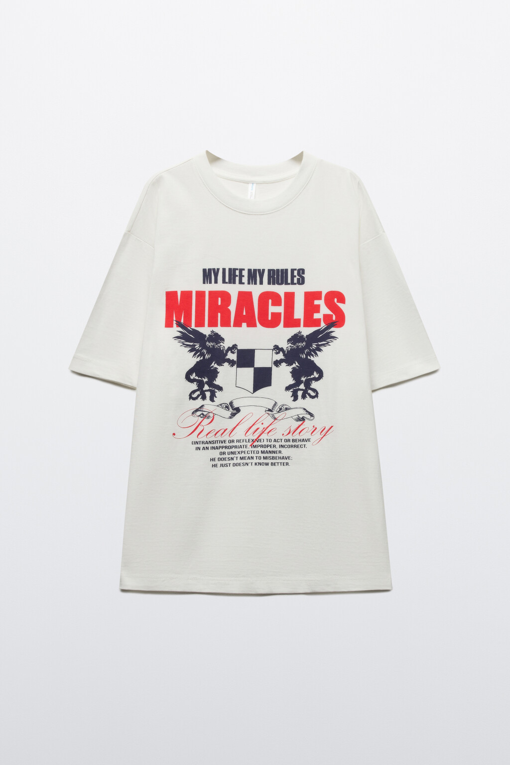 Футболка прямая хлопковая с принтом - цвет белый - 7